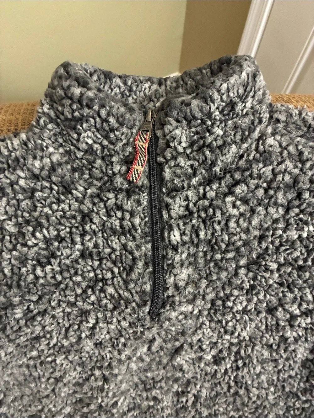 Weatherproof Vintage Women’s Sherpa Quarter Zip Fleece Pullover Pockets Gray S